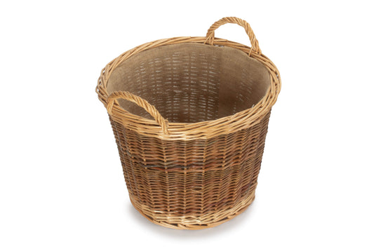 MEDIUM UNPEELED WILLOW LOG BASKET with LINING