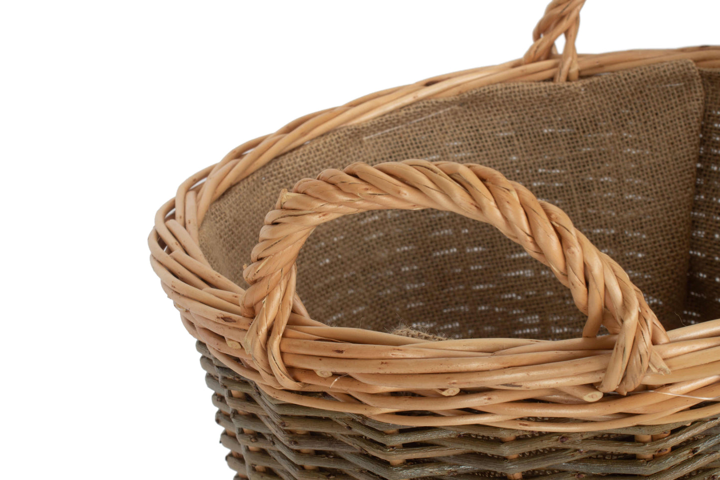 SMALL UNPEELED WILLOW LOG BASKET with LINING