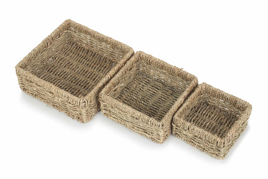 SQUARE SEAGRASS TRAY SET 3
