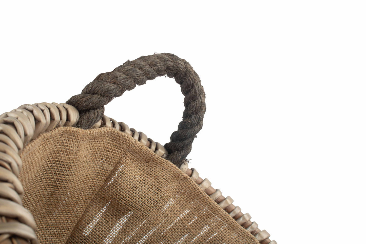 SMALL ROUND GREY LOG BASKET