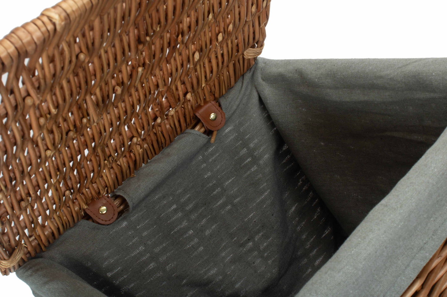 LIGHT STEAMED SMALL SQUARE LAUNDRY BASKET with GREY SAGE LINING