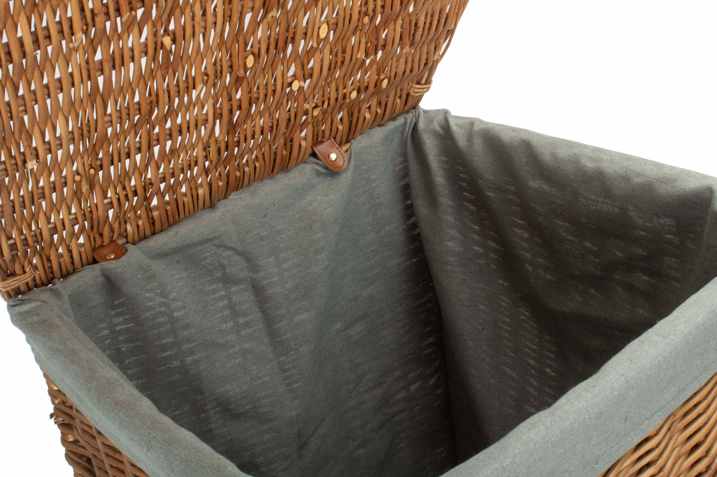 LIGHT STEAMED LARGE SQUARE LAUNDRY BASKET with GREY SAGE LINING
