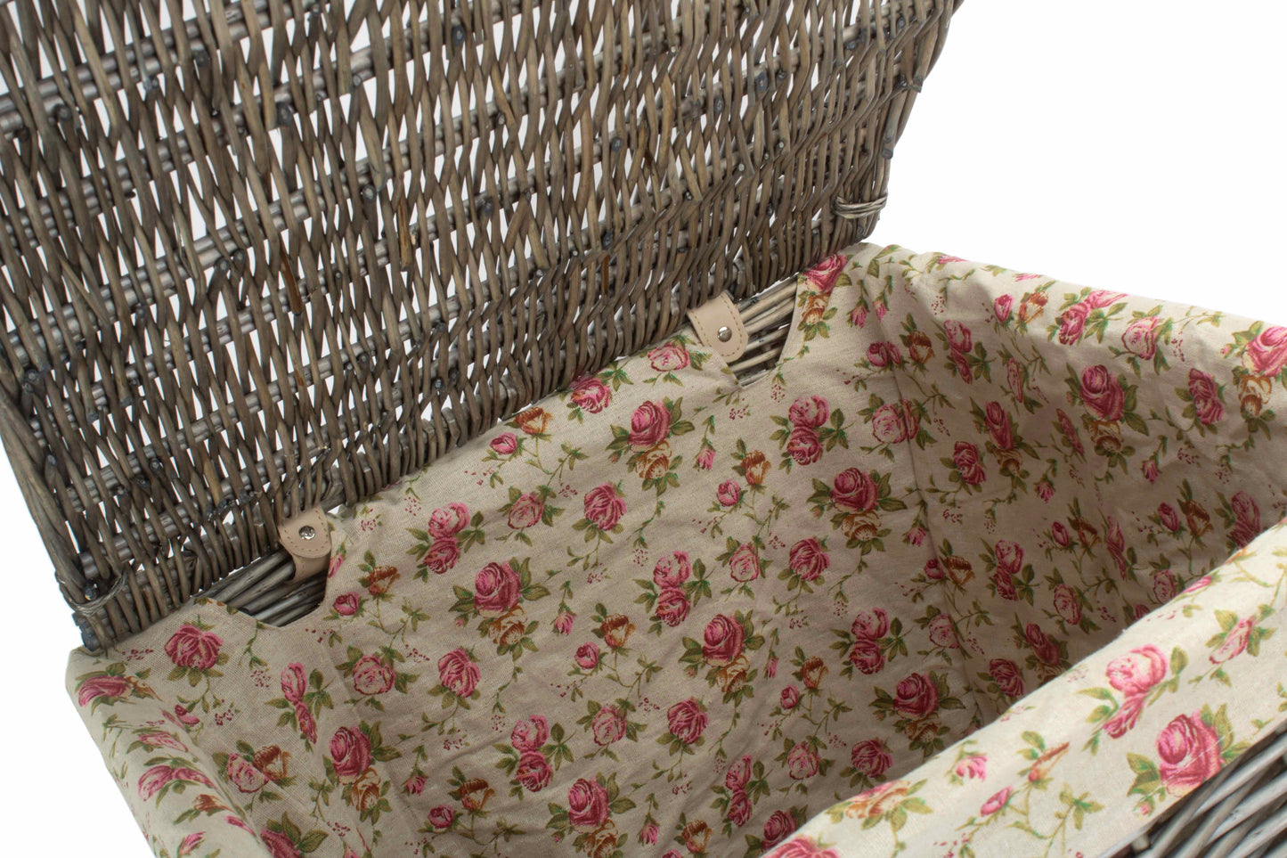LARGE SQUARE LAUNDRY BASKET with GARDEN ROSE LINING