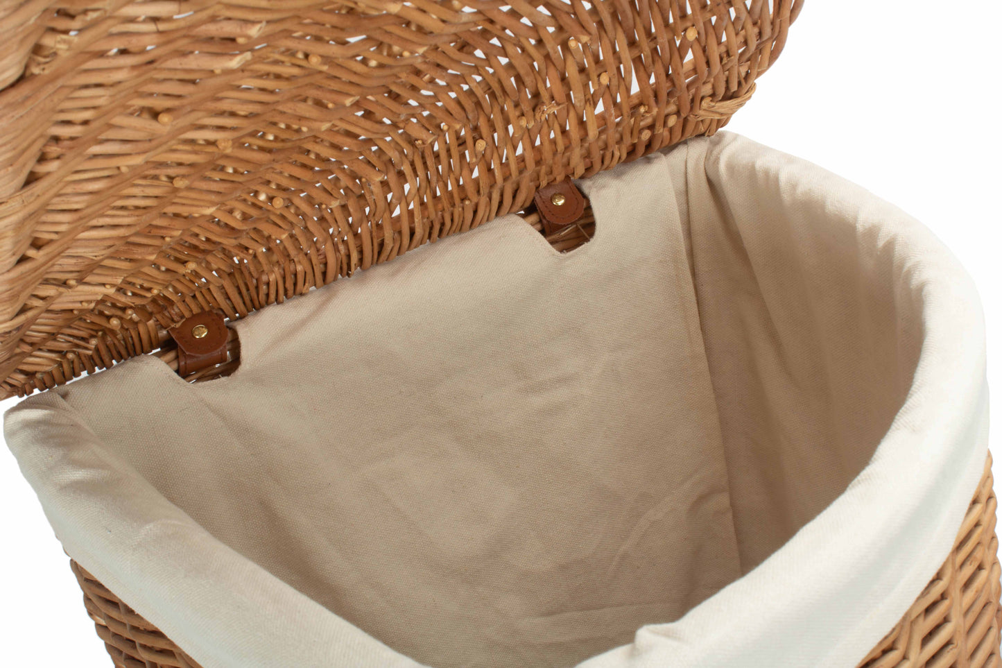 LARGE LIGHT STEAMED CORNER LINEN BASKET with WHITE LINING