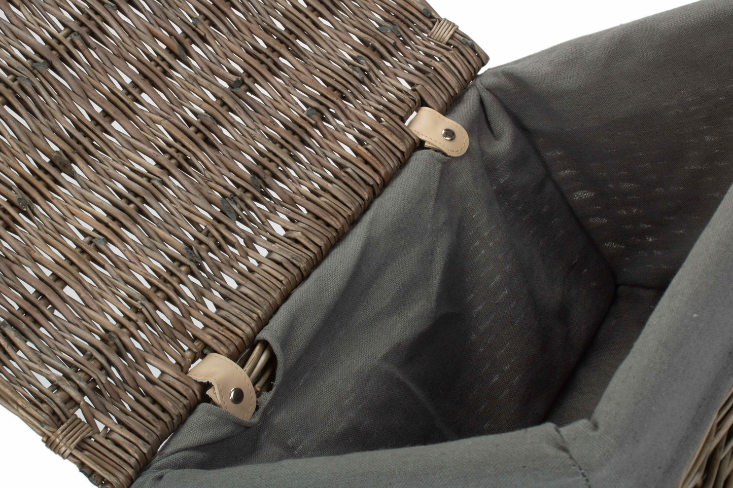 LARGE ANTIQUE WASH STORAGE HAMPER with GREY SAGE LINING