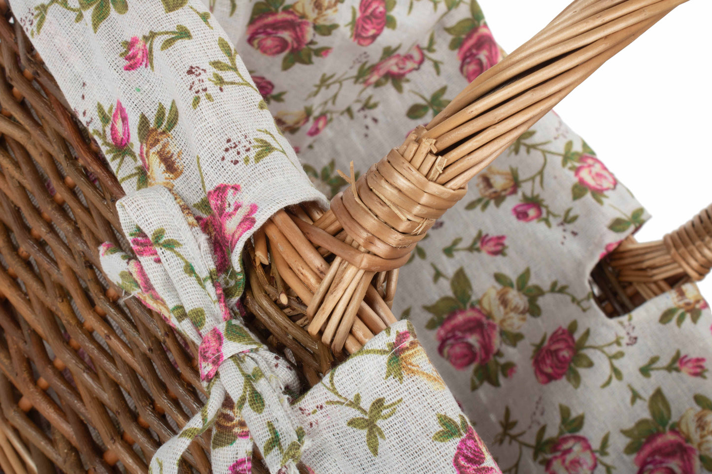 SIZE 2 RECTANGULAR UNPEELED WILLOW SHOPPER with GARDEN ROSE LINING