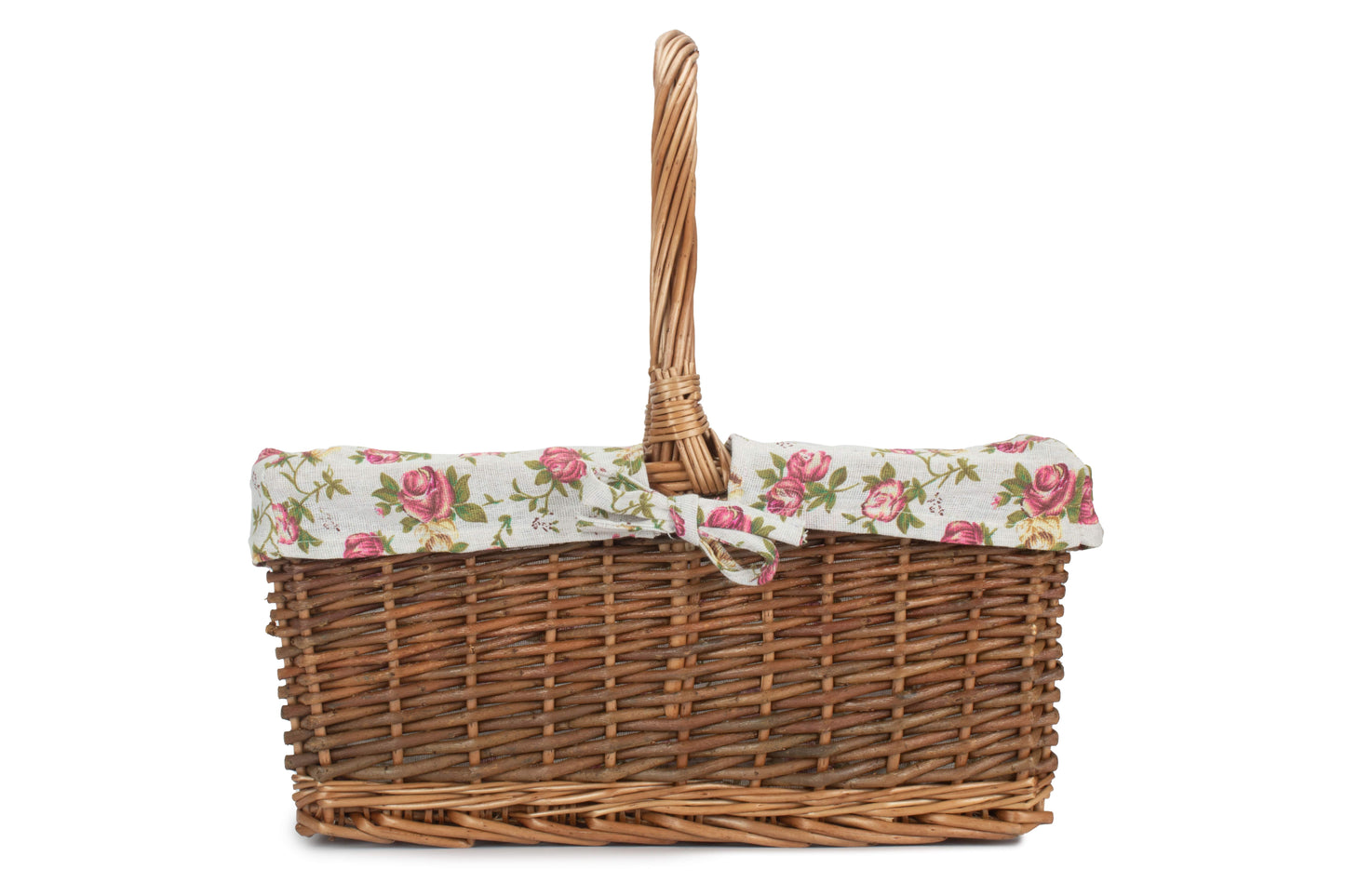SIZE 3 RECTANGULAR UNPEELED WILLOW SHOPPER with GARDEN ROSE LINING