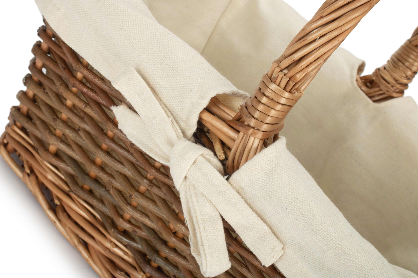 SIZE 1 RECTANGULAR UNPEELED WILLOW SHOPPER with WHITE LINING