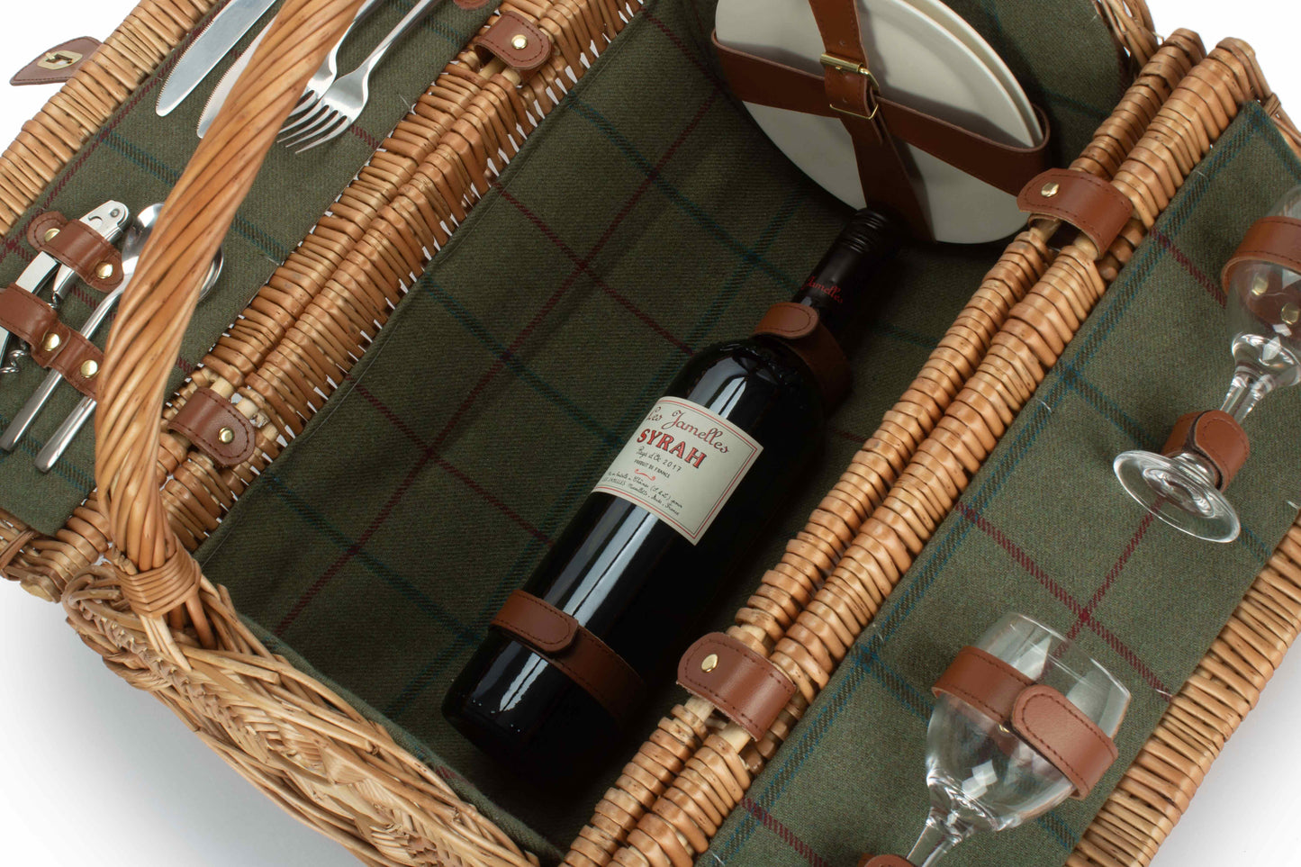 2 PERSON GREEN TWEED BARREL HAMPER