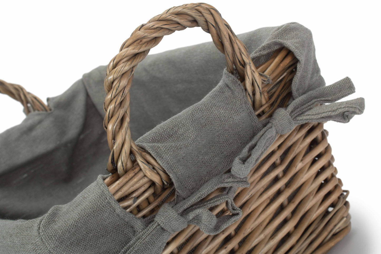 MEDIUM ANTIQUE WASH HANDLED STORAGE SOLUTION with GREY SAGE LINING