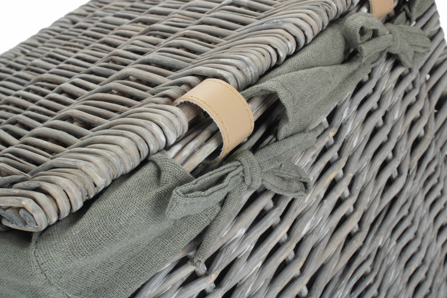 SMALL GREY WASH SQUARE LAUNDRY BASKET with GREY SAGE LINING