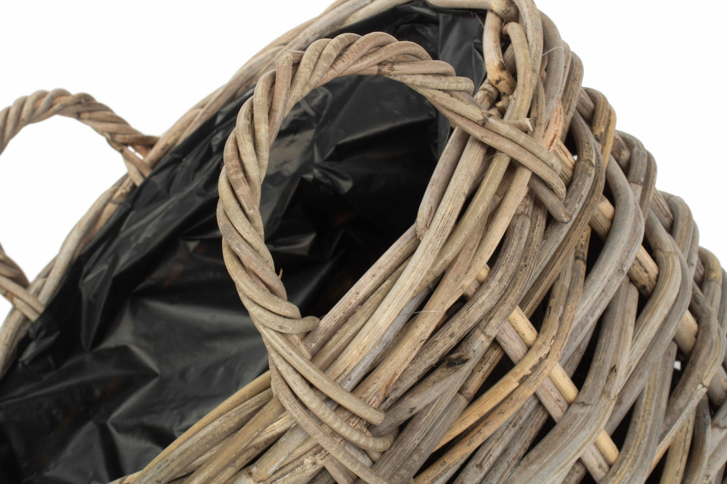 SMALL CURVED BASE RATTAN PLANTER with PLASTIC LINING