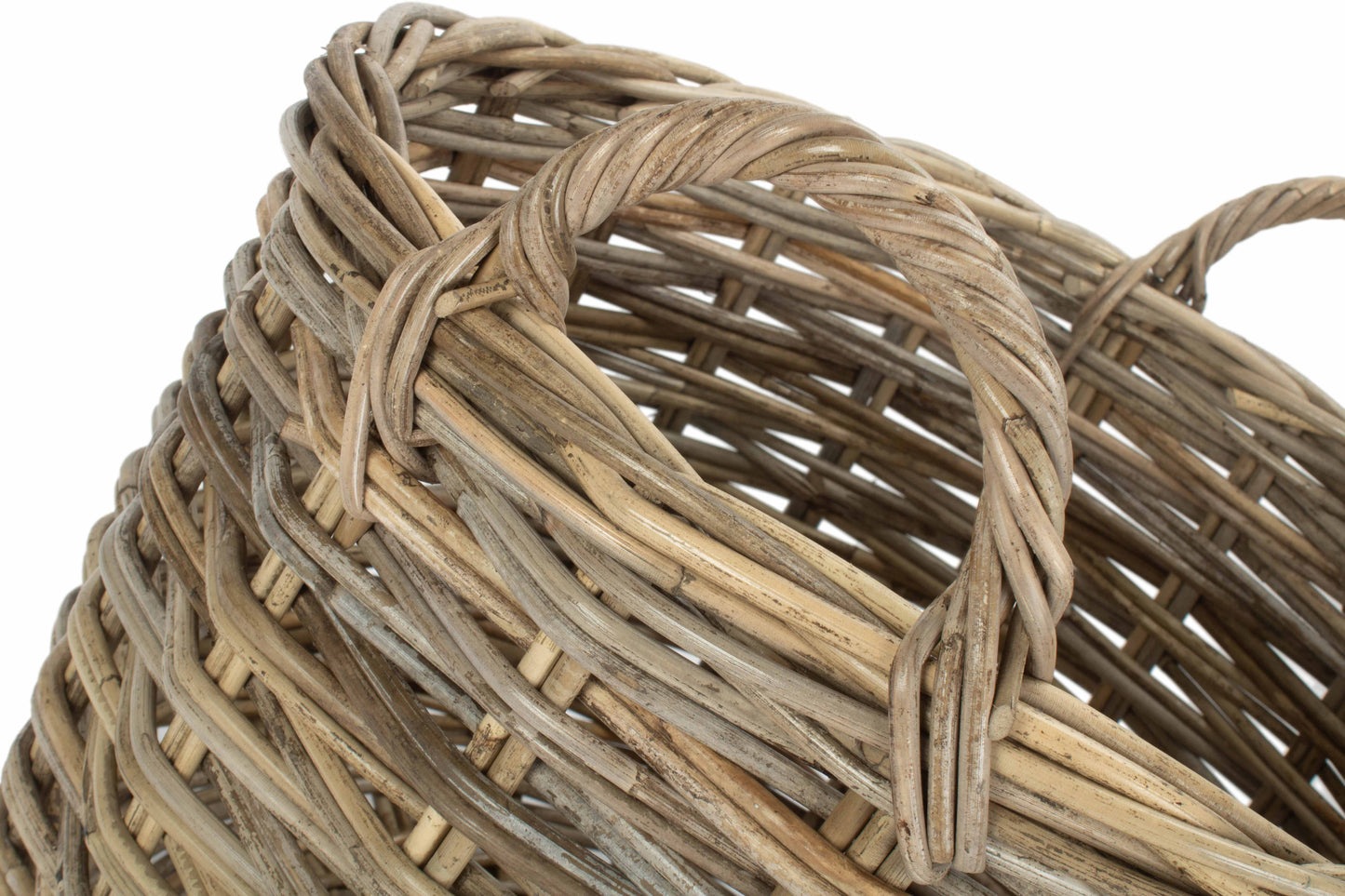 LARGE CURVED BASE RATTAN LOG STORAGE BASKET