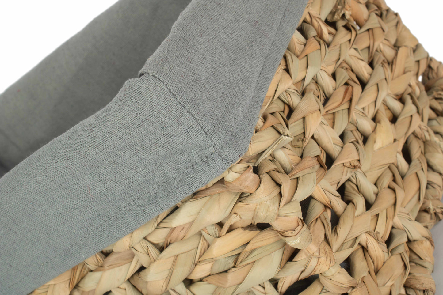 MEDIUM THATCH GRASS STORAGE BASKET with SAGE GREY LINING