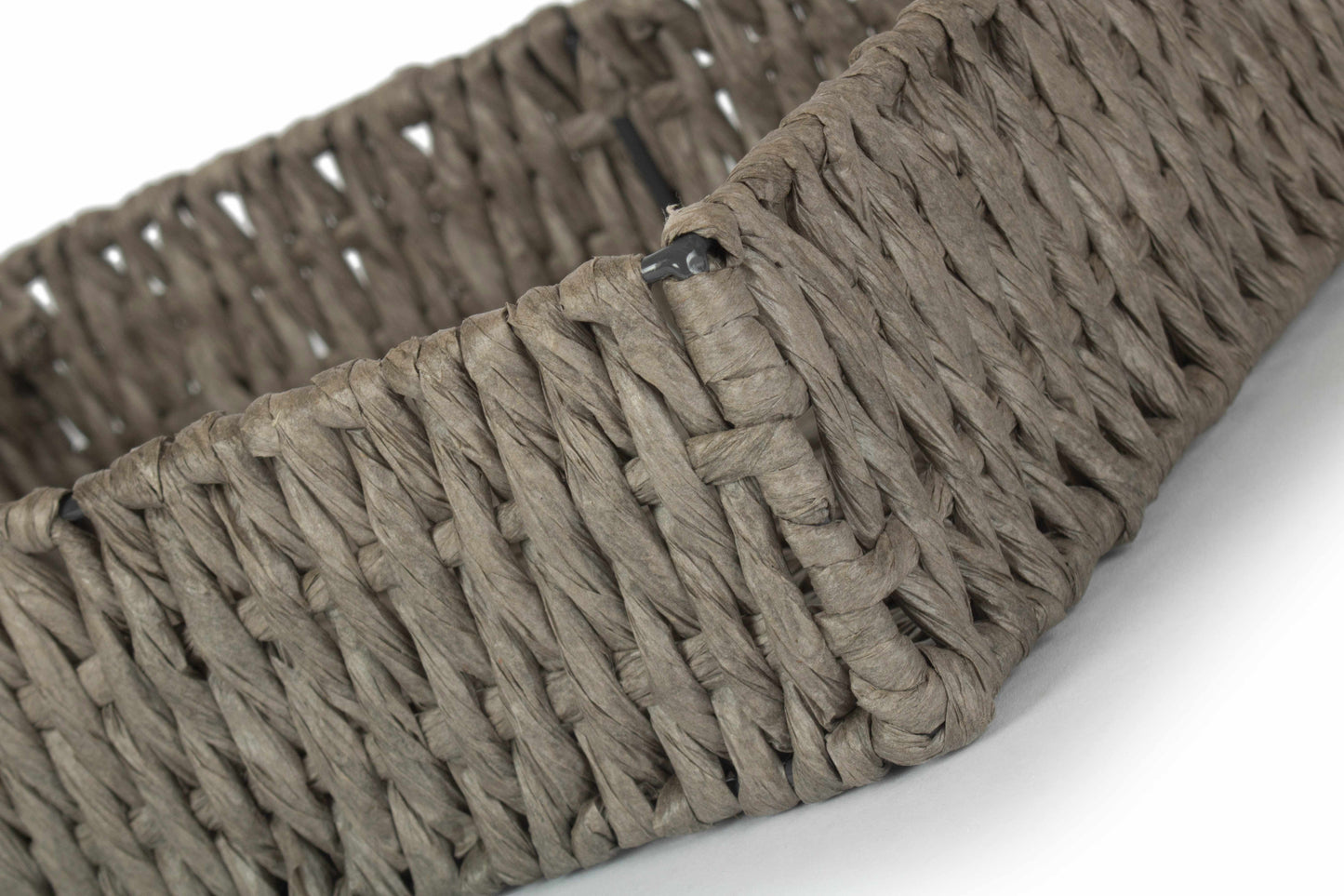 MEDIUM RECTANGULAR STRAIGHT-SIDED GREY PAPER ROPE TRAY