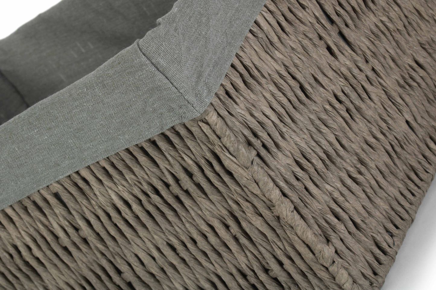 EXTRA LARGE GREY PAPER ROPE STORAGE BASKET with GREY SAGE LINING