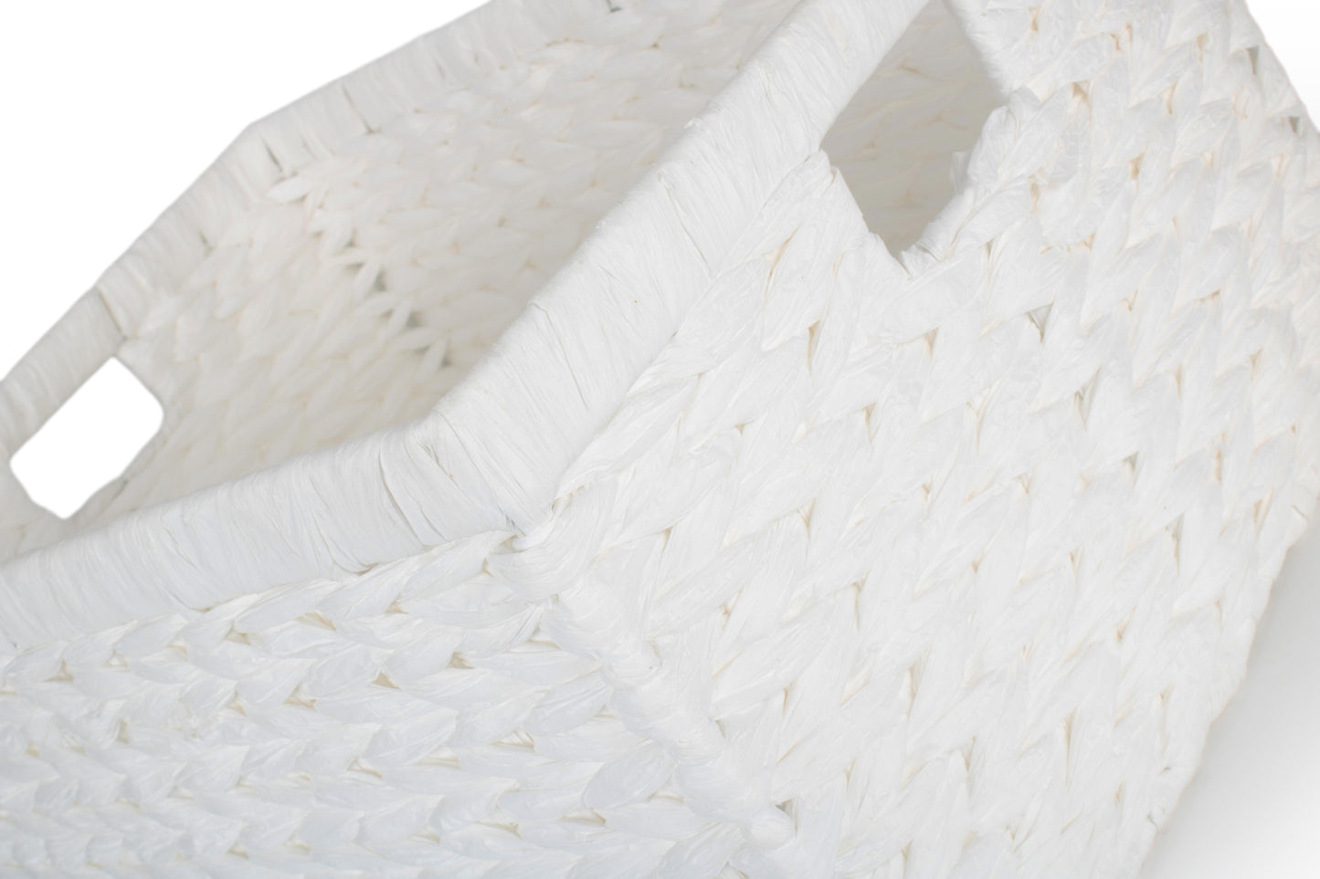 SIZE 3 WHITE PAPER ROPE RECTANGULAR STORAGE BASKET