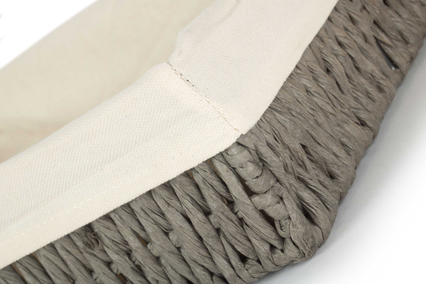 LARGE LINED RECTANGULAR STRAIGHT-SIDED GREY PAPER ROPE TRAY