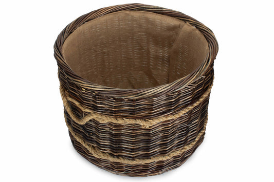 EXTRA LARGE ROUND HERITAGE LOG BASKET with HESSIAN LINING