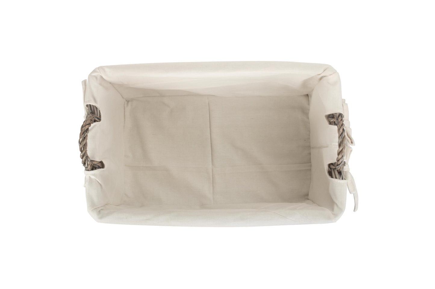 MEDIUM SHALLOW ANTIQUE WASH STORAGE BASKET with WHITE LINING