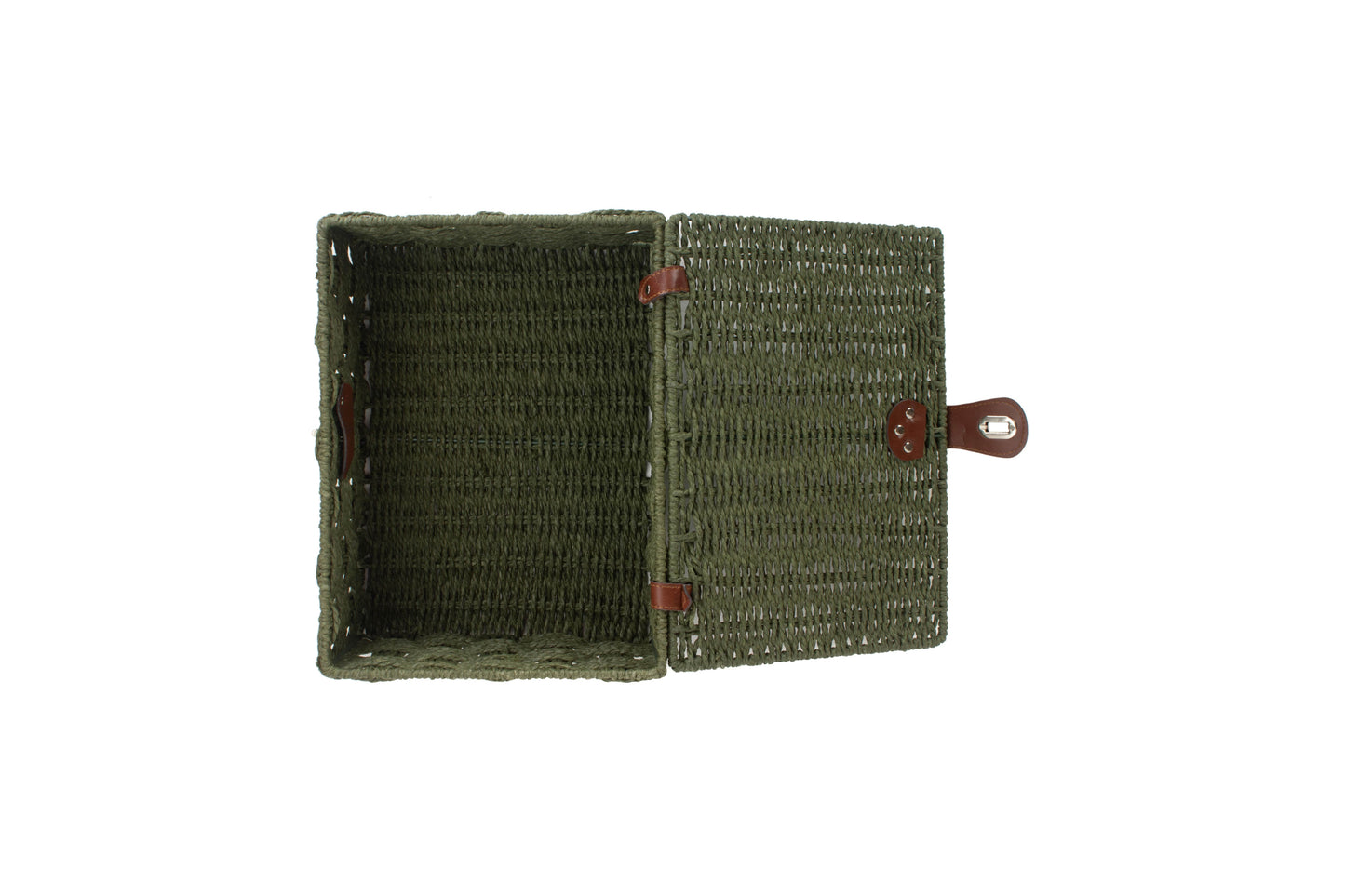 MEDIUM FOREST GREEN PAPER ROPE HAMPER