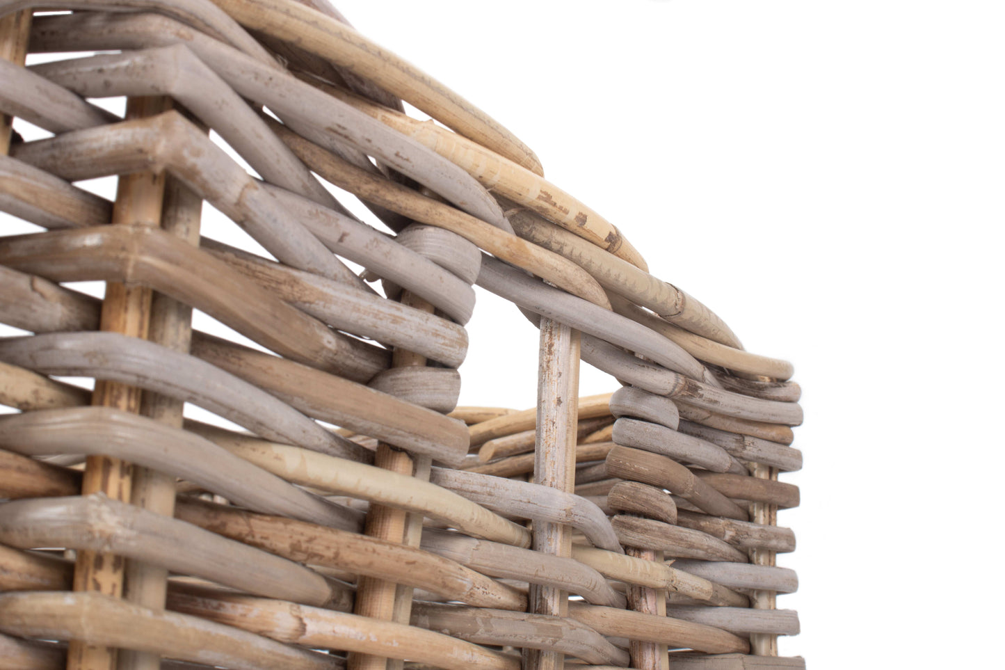 LARGE SHALLOW RATTAN RECTANGULAR BASKET