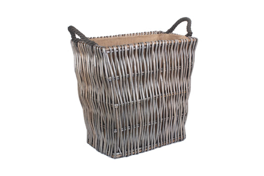 SMALL GREY RECTANGULAR LOG BASKET