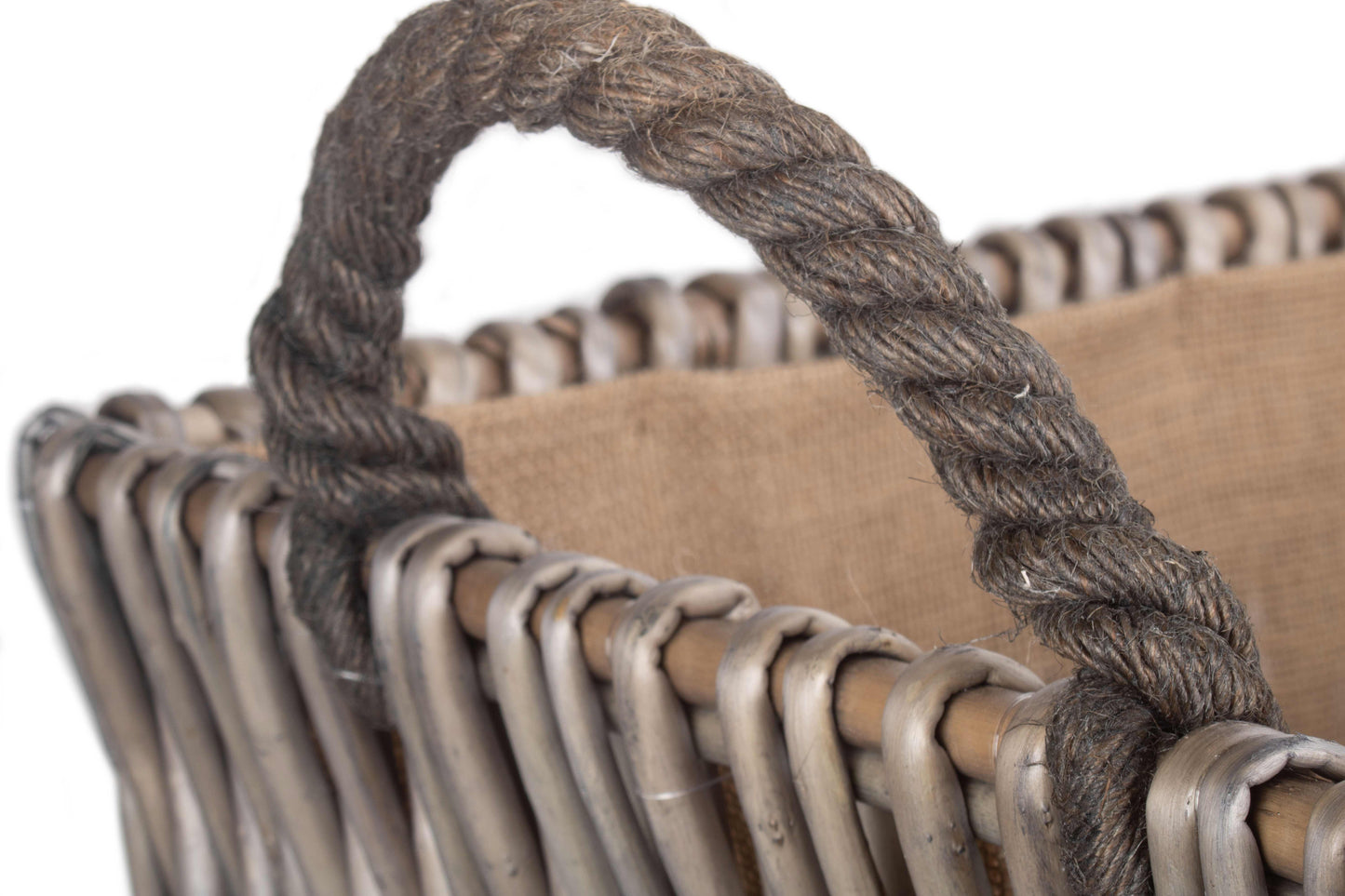 LARGE GREY RECTANGULAR LOG BASKET