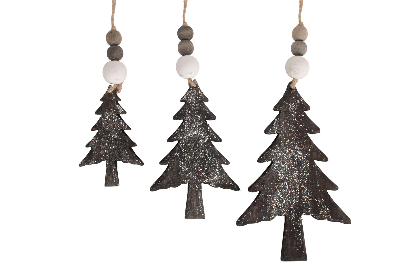 SET 3 HANGING GLITTER CHRISTMAS TREE DECORATIONS