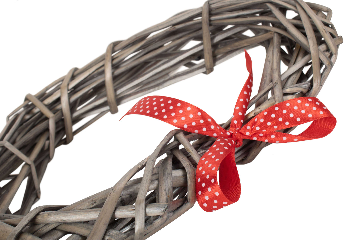 SMALL HEART WREATH with RED SPOTTY RIBBON