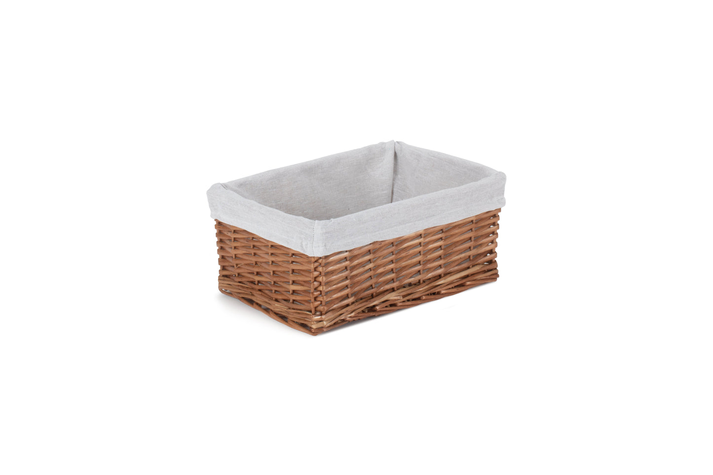 MEDIUM DOUBLE STEAMED WICKER STORAGE BASKET with WHITE LINING