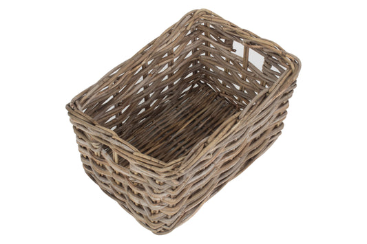 MEDIUM RECTANGULAR GREY RATTAN STORAGE BASKET