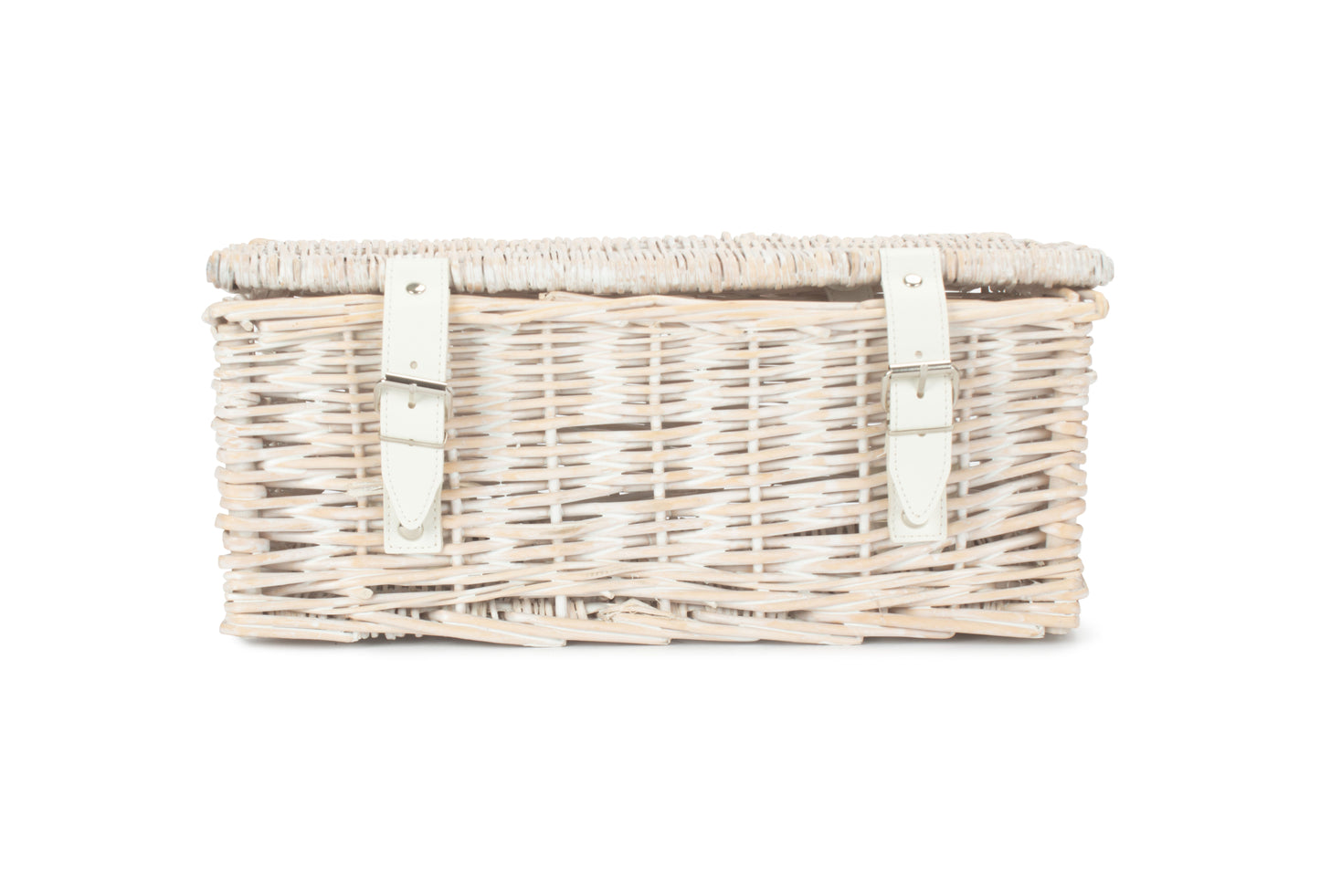 14 inch EMPTY WICKER HAMPER BASKET - WHITE WASH - UNLINED