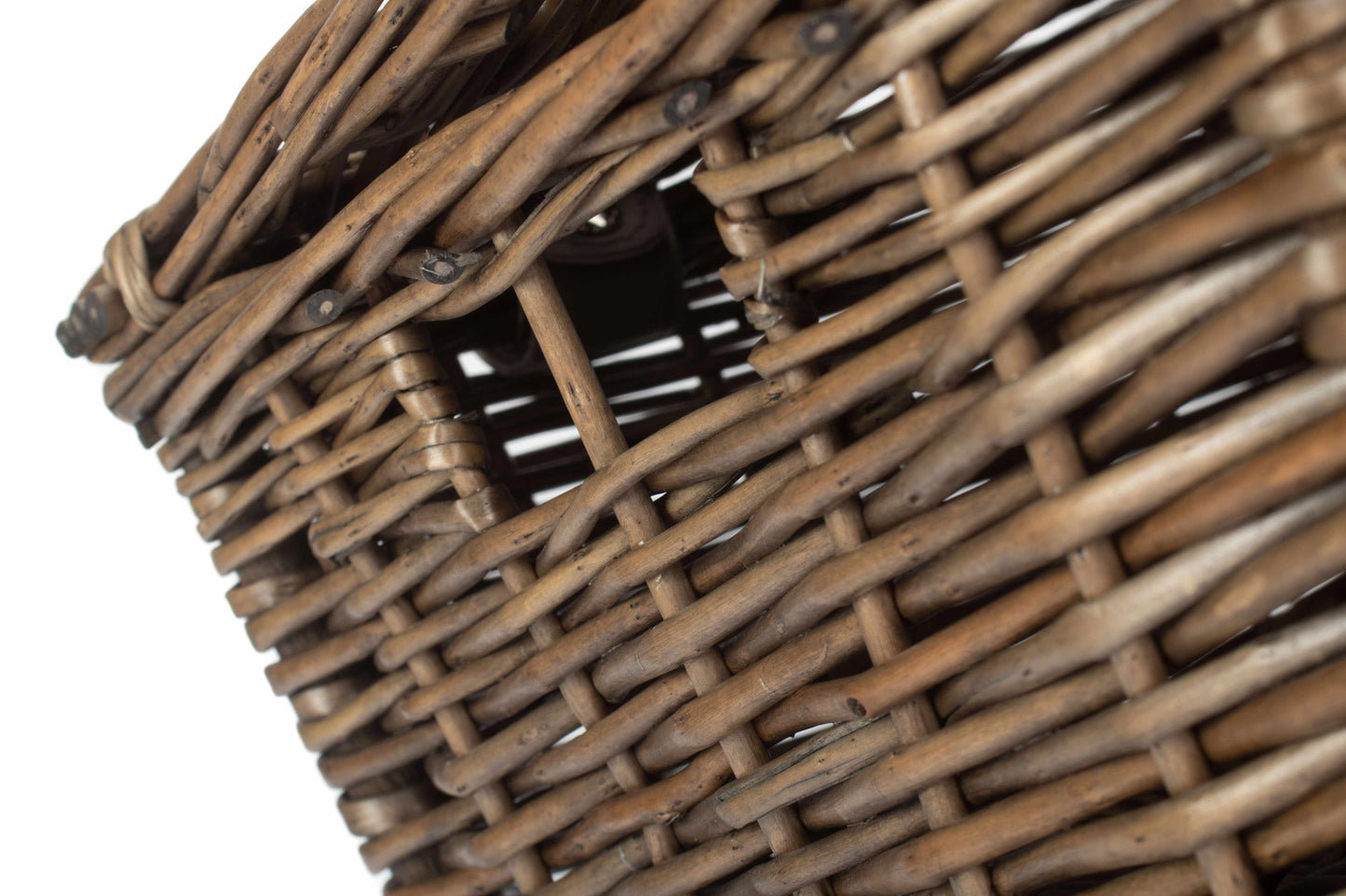 14 inch EMPTY WICKER HAMPER BASKET - ANTIQUE WASH - UNLINED