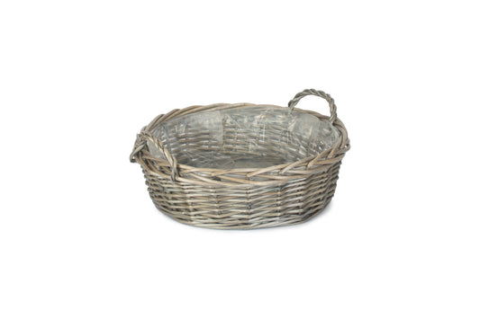 LARGE ROUND ANTIQUE WASH DISPLAY TRAY with PLASTIC LINING