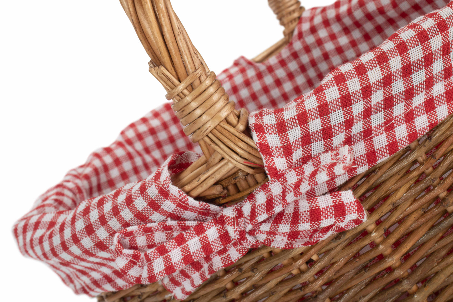 CHILD'S COUNTRY OVAL SHOPPER with RED & WHITE CHECKED LINING