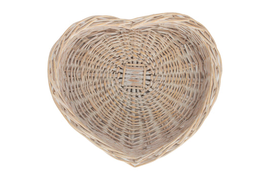 SMALL WHITE WASH HEART SHAPED TRAY