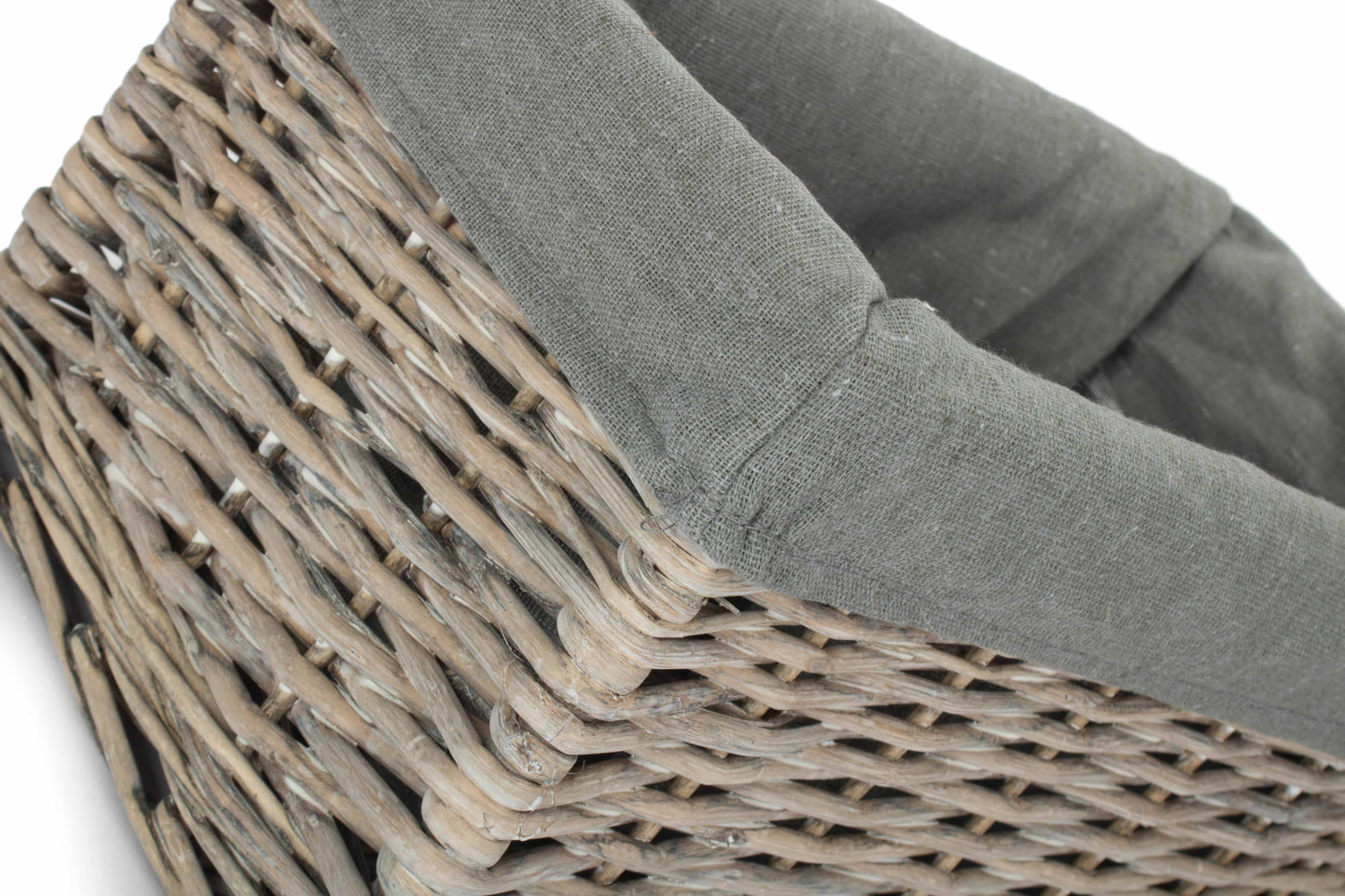 SMALL GREY WASH STORAGE BASKET with GREY SAGE LINING