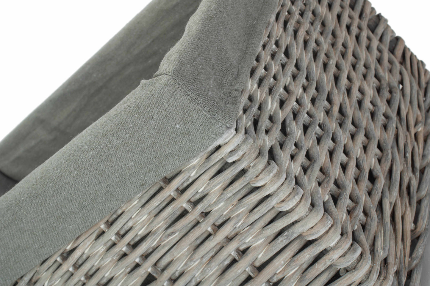 EXTRA LARGE GREY WASH STORAGE BASKET with GREY SAGE LINING