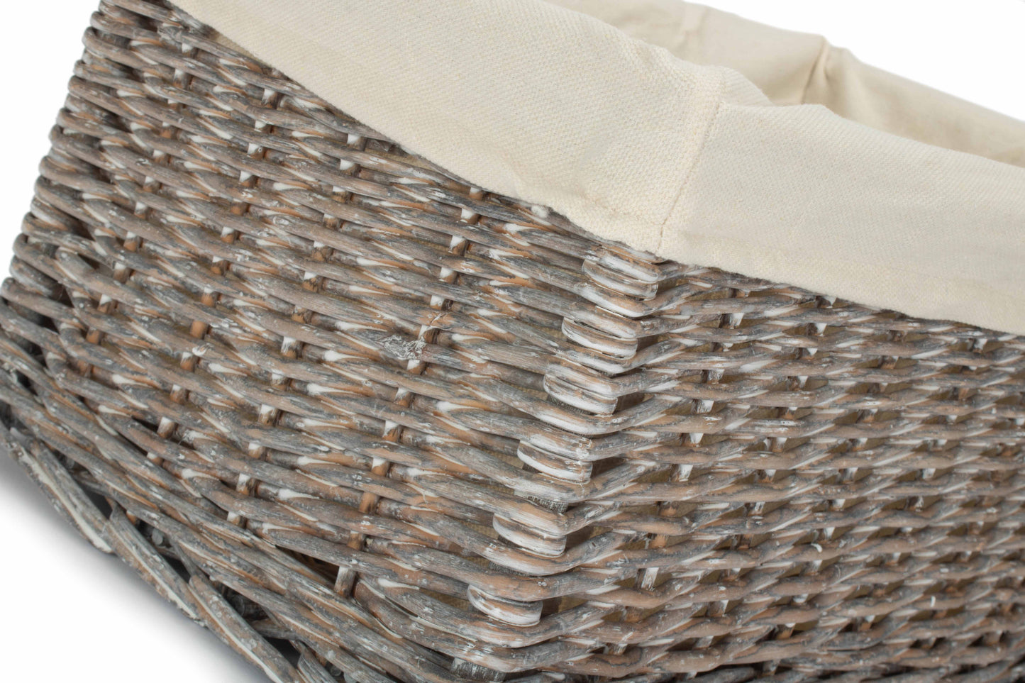 MEDIUM GREY WASH STORAGE BASKET with WHITE LINING