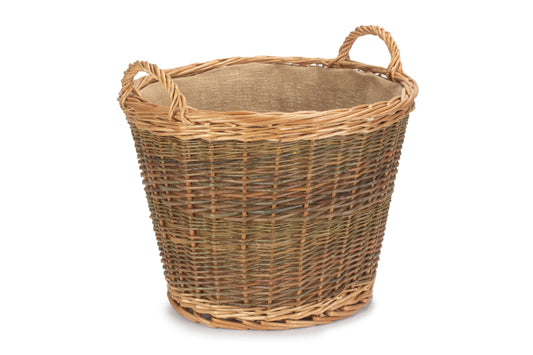 UNPEELED WILLOW LOG BASKET with LINING