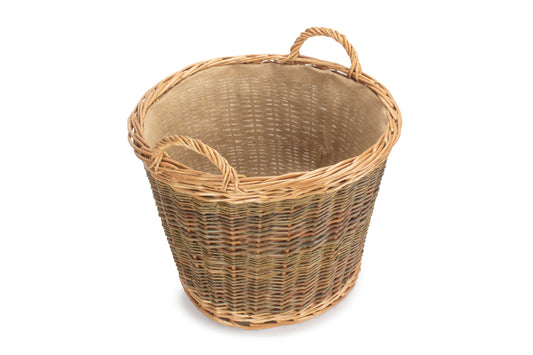UNPEELED WILLOW LOG BASKET with LINING