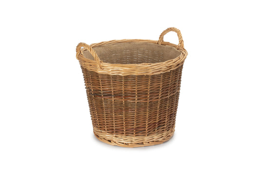 MEDIUM UNPEELED WILLOW LOG BASKET with LINING