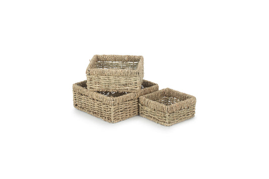 SQUARE SEAGRASS TRAY SET 3
