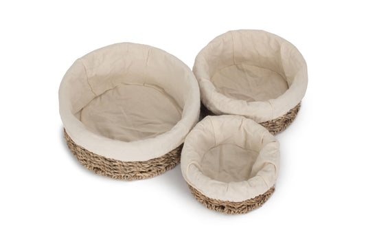 LINED ROUND SEAGRASS SMALL TRAY