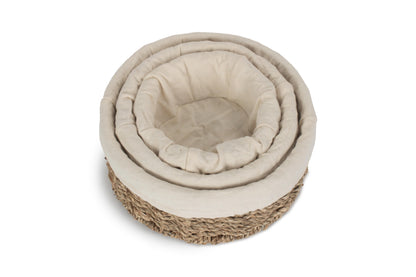 LINED ROUND SEAGRASS SMALL TRAY