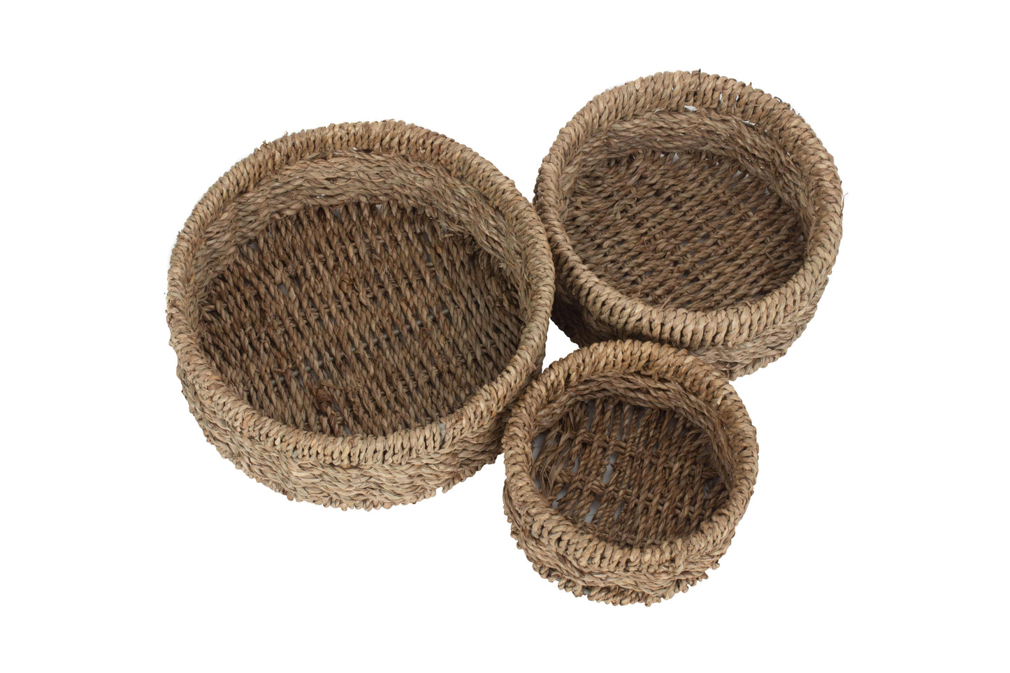 ROUND SEAGRASS SMALL TRAY SET 3