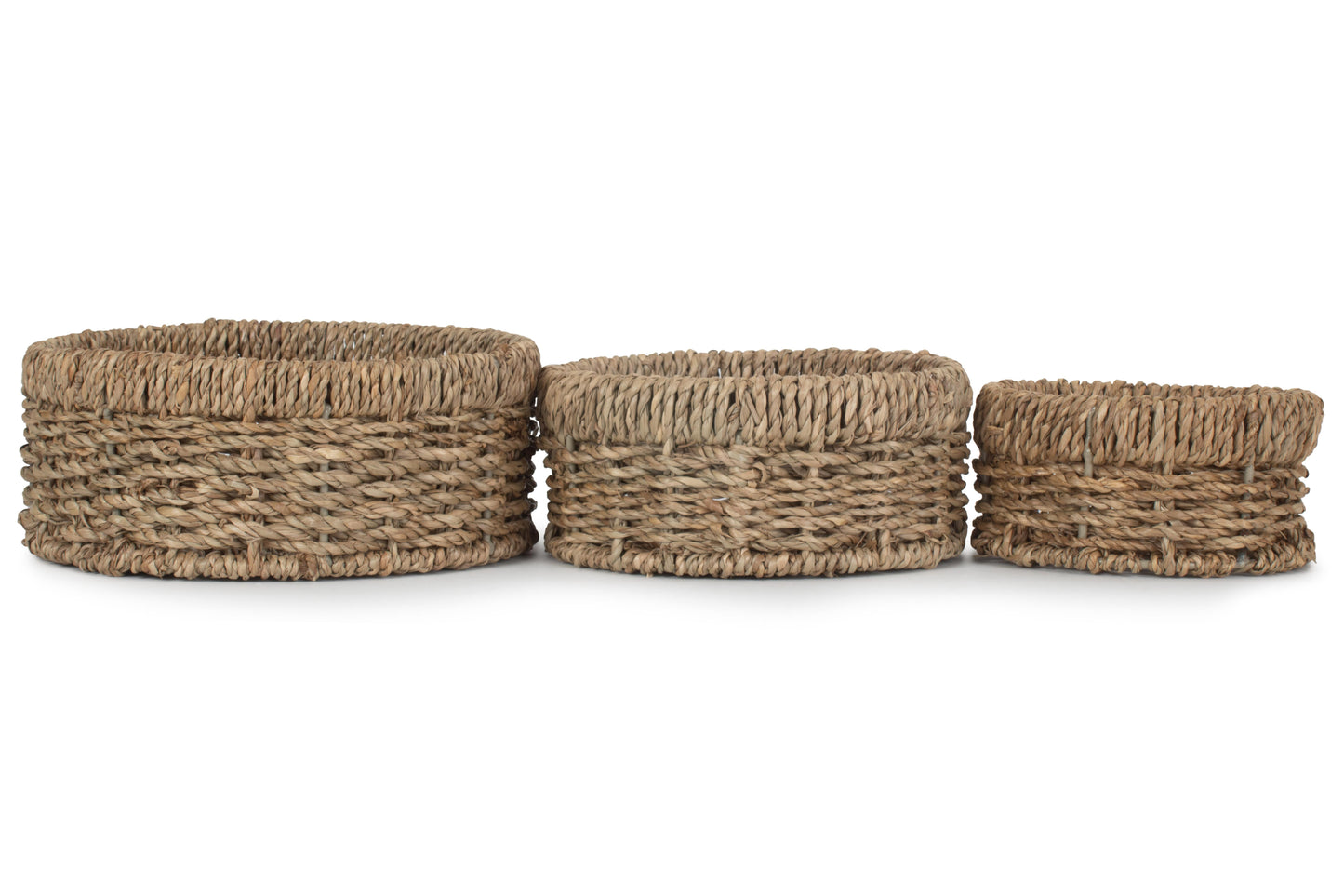 ROUND SEAGRASS SMALL TRAY SET 3