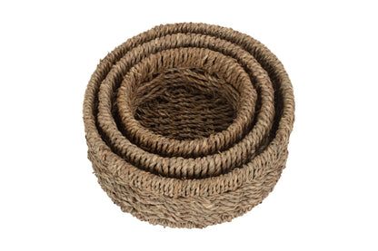 ROUND SEAGRASS SMALL TRAY SET 3