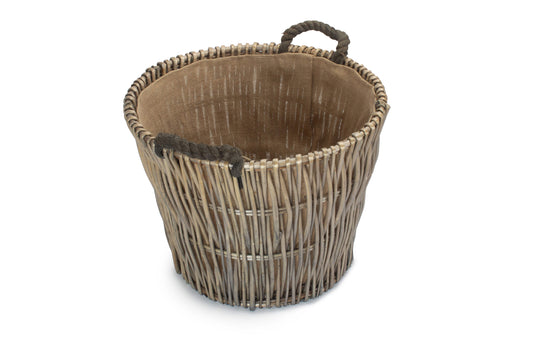 ROUND GREY LOG BASKET